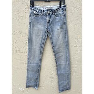 Pepe Jeans London Light Wash Straight Leg Denim Blue Embroidered Pockets